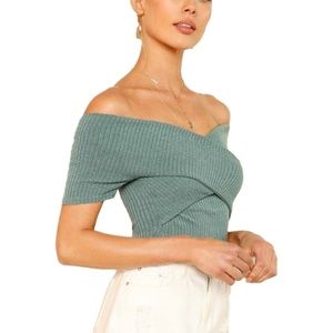 SHEIN Crisscross Wrap Crop Top